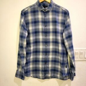 John Varvatos blue button up shirt
